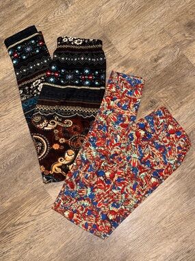 Printed Leggings - Multicolor Floral and Paisley